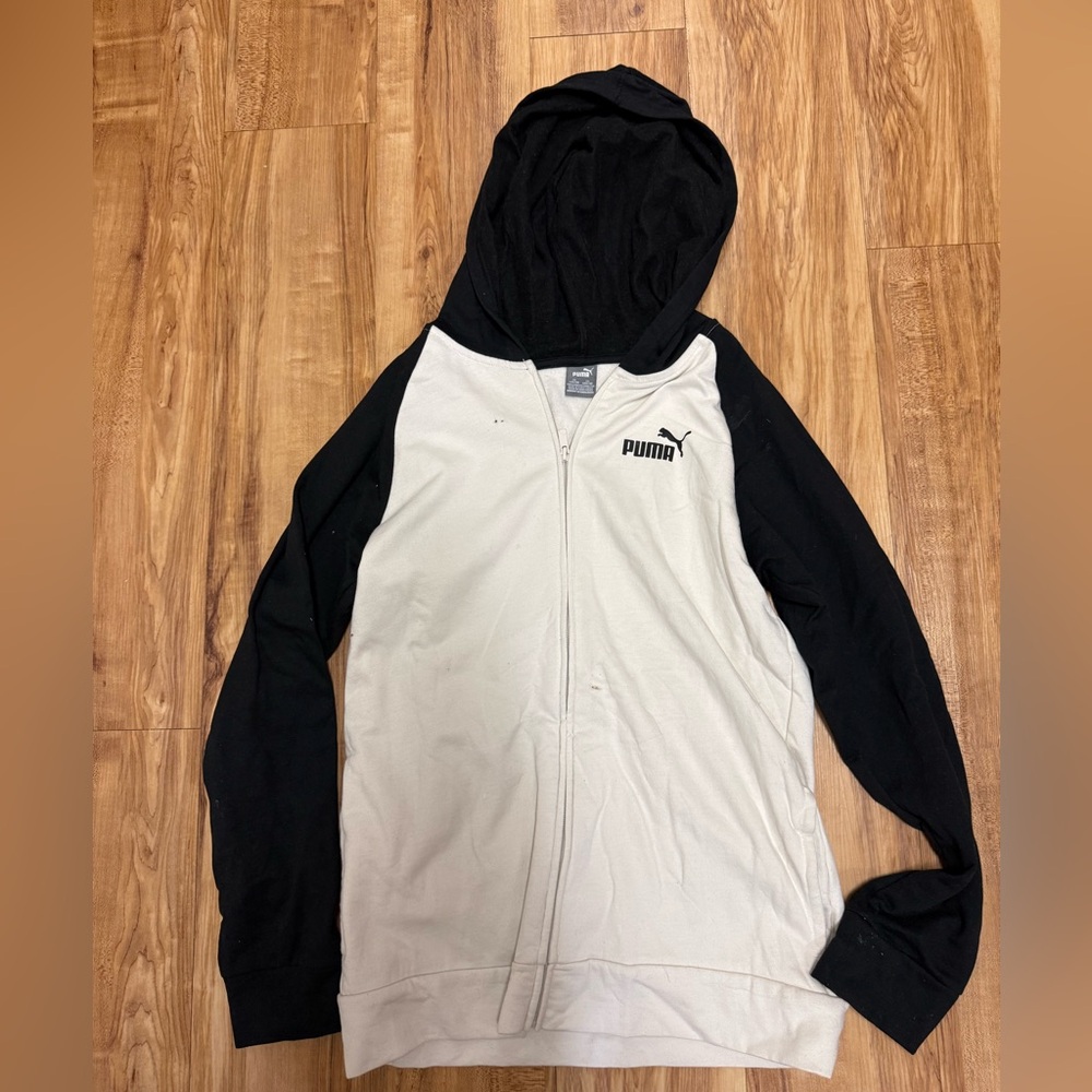 Puma Black and Cream Zip Up Sweater